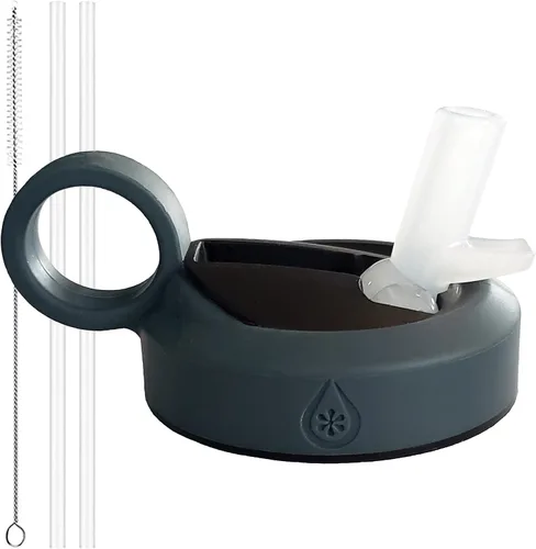 Vista 8 de Paravalve - Tapa con popote de alto rendimiento para botellas de agua de boca ancha, a prueba de fugas, aislada, mango suave al tacto, sin BPA Negro