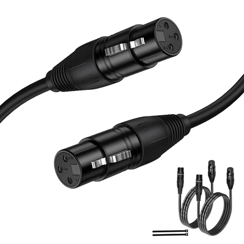 Vista 10 de Cable XLR de 3 pies hembra a hembra, cable de interconexión de audio equilibrado de 3 pines Cable de sonido equilibrado para micrófonos