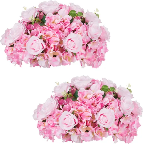 Vista 33 de Bolas de flores burdeos para centros de mesa: 11.8 pulgadas de diámetro, juego de 6