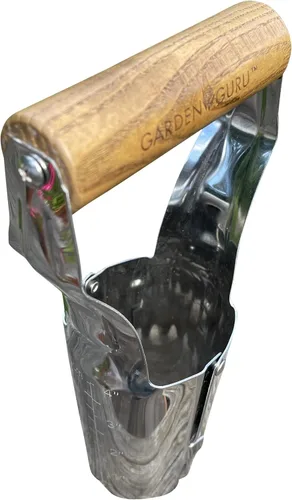 Vista 4 de Garden Guru - Maceta ecológica para bombillas – 100 % acero inoxidable reciclado, resistente a la corrosión, mango ergonómico de madera