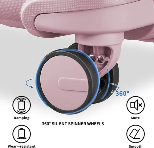 Vista 4 de Joyway maleta de equipaje, Rosado, Equipaje Spinner Ruedas Hardside Equipaje 8pcs Set Ligero Pp Durable Equipaje Con Tsa Lock..