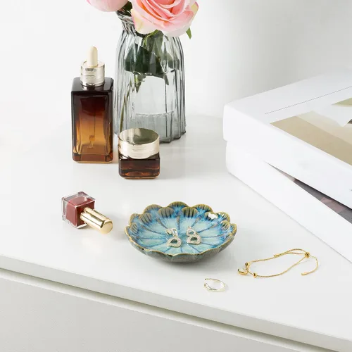 Vista 4 de Bandeja para joyas, plato para anillos, bandeja de cerámica para baratijas, cuenco para llaves, plato decorativo, para amigos, hermanas, hija, madre