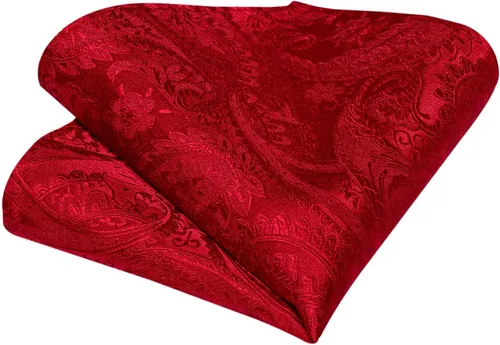 Vista 3 de DiBanGu Conjunto de corbata de cachemira para hombre, corbata jacquard tejida de seda y gemelos cuadrados de bolsillo, conjunto de regalo, formal