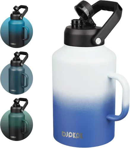 Vista 15 de BJPKPK Botella de agua aislada de un galón (128 onzas), de acero inoxidable, apta para lavavajillas, jarra sin BPA con mango ergonómico y parte