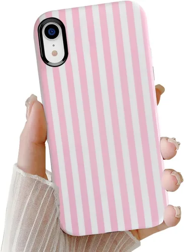 Vista 20 de Compatible con iPhone SE /8/7, diseño de patrón estético a rayas, resistente a los arañazos, funda protectora híbrida de 2 capas a prueba de golpes