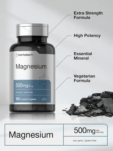 Vista 4 de Horbäach Magnesio 500mg 180 Cápsulas Suplemento vegetariano, sin OMG y sin gluten