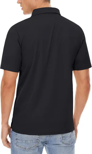 Vista 3 de CRYSULLY Camisa táctica de golf de manga corta para hombre, con botones, estilo militar