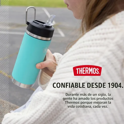 Vista 8 de THERMOS ICON SERIES - Botella de agua aislada con tapa con popote, 18 onzas, rosa intenso, botella de agua aislada al vacío de acero inoxidable