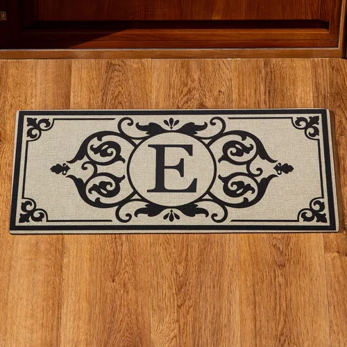 Vista 12 de Evergreen Flag Cambridge Monogram Letra A Burlap Sassafras Switch Mat 22" x 10
