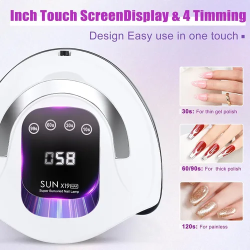 Vista 4 de Wisdompark Lámpara de uñas LED UV de 320 W, secador de uñas para esmalte de gel con 72 cuentas de lámpara y sensor automático/4 ajustes