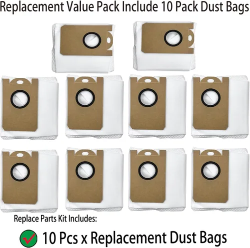 Vista 3 de Bolsas antipolvo de repuesto para iHome AutoVac Nova autovacías/Ultenic T10 / AIRROBO T10+ / Neabot NOMO N2 accesorios para bolsas de vacío