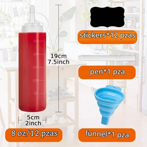 Vista 2 de Hajoyful Botella exprimible para condimentos, botellas de plástico para salsa de tomate para salsa, barbacoa, aderezo, pintura, taller, dispensador