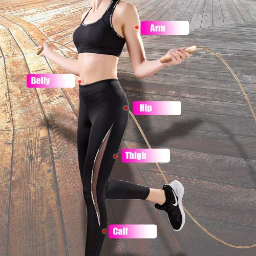 Vista 6 de Cuerda de saltar de cuero, cuerdas de salto ajustables, con rodamiento giratorio y asas de madera pura, para entrenamientos de gimnasio y fitness