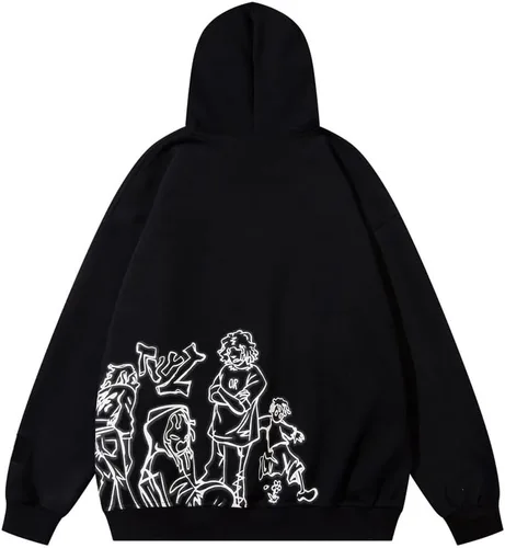 Vista 2 de Y2K - Sudadera con capucha de esqueleto para mujer, con estampado de letras, chaqueta de gran tamaño, suéter vintage de moda, sudadera de calle
