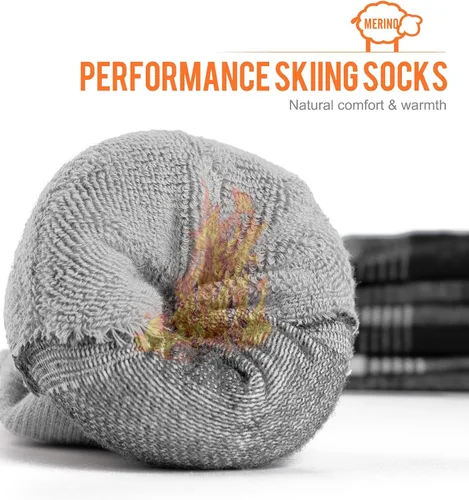 Vista 3 de KEECOW Calcetines de esquí de lana merino para hombres y mujeres, 2 pares, calcetines térmicos cálidos para invierno, snowboard, caza al aire libre