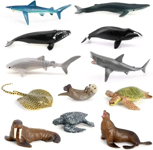 Vista 8 de Volnau Mini figuras de juguetes de animales de safari, 12 figuras salvajes en miniatura para niños pequeños, regalo de Navidad, cumpleaños, paquete