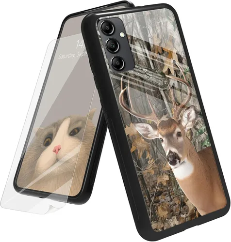 Vista 145 de Funda para Samsung Galaxy A12 5G con protector de pantalla, parte trasera de vidrio templado + TPU de silicona suave que absorbe los golpes