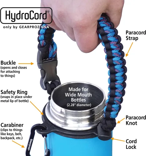 Vista 2 de Gearproz - Asa de cuerda de paracaídas para Hydroflask - Asa de correa de supervivencia de cuerda de paracaídas núm. 1 de Estados Unidos