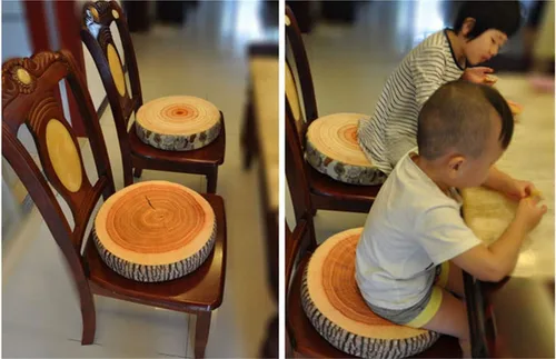 Vista 5 de Cojín de espuma viscoelástica con rodajas de madera en 3D, cojín de tronco, silla de muñeca, cojín de asiento para casa, oficina, árbol Gingko