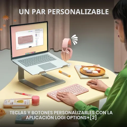 Vista 4 de Logitech Pebble 2 Combo, teclado inalámbrico y mouse, silencioso y portátil, personalizable, Logi Bolt, Bluetooth, fácil cambio entre dispositivos