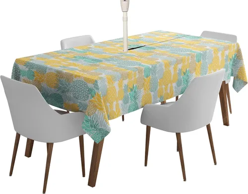 Vista 38 de Mantel cuadrado para interiores y exteriores de 58 x 58 pulgadas, mantel cuadrado impermeable para mesa de patio, manteles de primavera/verano
