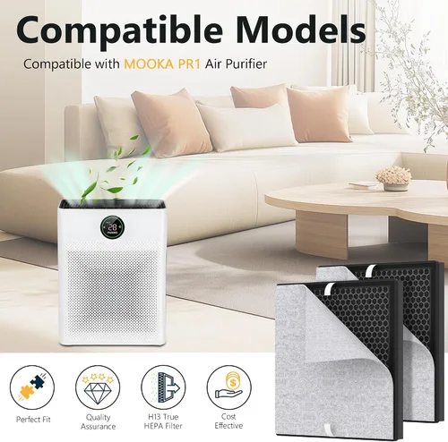 Vista 2 de 2 paquetes de filtros de repuesto PR1 para purificador de aire Mooka PR1, filtro premium para habitación grande del hogar de hasta 2200 pies