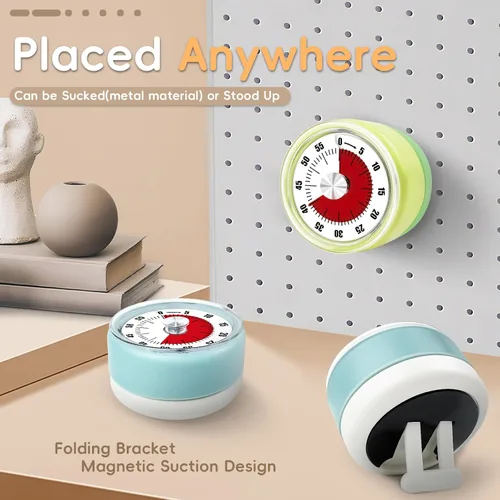 Vista 7 de Temporizadores de cocina para cocinar, temporizador visual de 0 a 60 minutos para niños, temporizador magnético de cocción manual con alarma fuerte