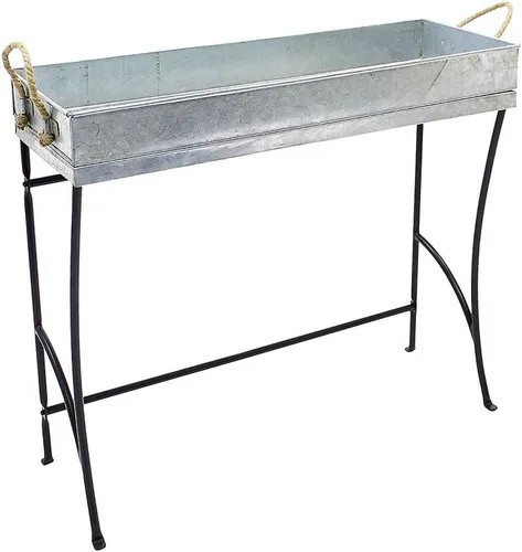 Vista 5 de Achla Designs WT-03 - Caballete de metal pequeño, para plantas para interiores y exteriores, con bandeja extraíble, pequeño, negro y acero