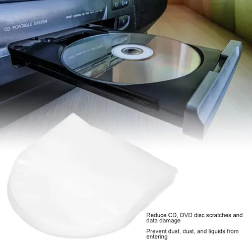 Vista 4 de Bolsa de protección de disco CD y DVD, fundas interiores de plástico transparente para CD y DVD de 5 pulgadas Mini cubierta de almacenamiento