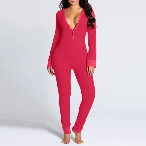 Vista 3 de Pijama de Navidad para mujer, con botones, funcional y solapa abotonada, para adultos, pijama acogedora