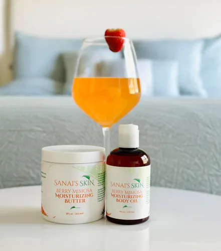 Vista 3 de Sanai's Skin Mantequilla corporal hidratante Mantequilla hidratante de bayas y mimosa Hidratante y nutritiva para piel normal a seca Manteca