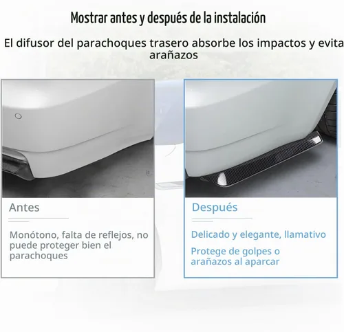 Vista 5 de Augeny Difusor Canard de parachoques trasero, 2 unidades, kit de cuerpo de parachoques antichoque, difusor de labios universal instalado en la parte