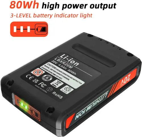 Vista 6 de Batería de repuesto LBXR20 de 20 V Max 4.0Ah para Black and Decker LBXR2520 LBXR2020 LBX20 LB2X4020 LB2X3020 y compatible con LCC221 LST522 LST201