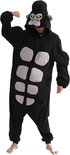 Vista 3 de YUNTAISHAN Gorilla Onesie Costume Adult One Piece Pajamas Animal Cosplay Costume for Women Men