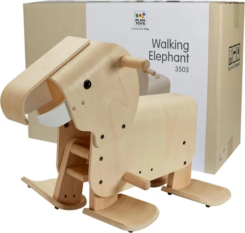 Vista 11 de PlanToys® Caballo mecedor de madera clásico Palomino para niños pequeños