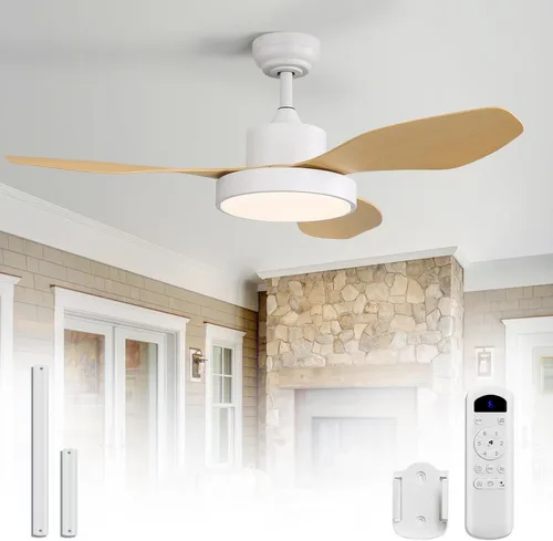 Vista 10 de Sofucor Ventilador de techo de 47 pulgadas con luces de montaje empotrado, modernos ventiladores de techo para exteriores con control remoto, 3CCT