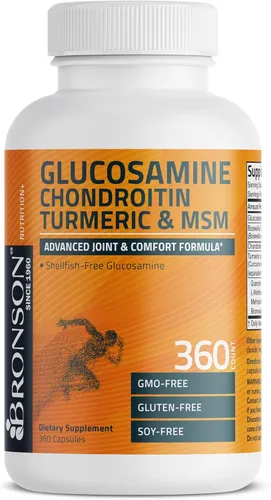 Vista 5 de Bronson Glucosamina Condroitina Cúrcuma y MSM Fórmula Avanzada para Articulaciones y Cartílago, Apoya Articulaciones Saludables, Movilidad