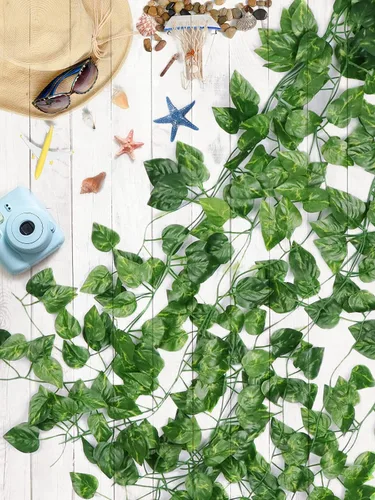 Vista 4 de Kalolary Guirnalda de hiedra artificial de 258 pies, 36 hebras, hojas, vides, plantas, plantas falsas para colgar para boda, lienzo de fondo, arco