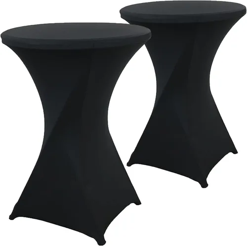 Vista 20 de Paquete de 2 Fundas para Mesa de Cóctel de Spandex Champán de 32x43 Pulgadas, Mantel de Cóctel Redondo Elástico, Funda de Mesa Highboy Ajustada