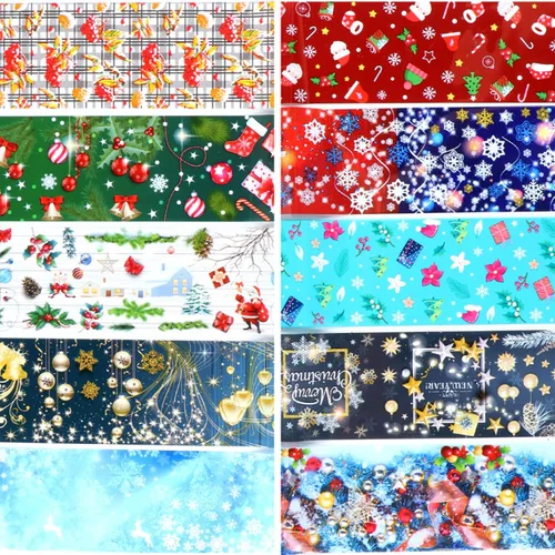 Vista 6 de Calcomanías de transferencia de papel de uñas de Navidad, 10 hojas de calcomanías de arte de uñas de Navidad, calcomanías de invierno, Papá Noel