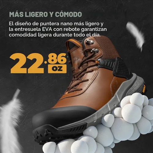 Vista 5 de NORTIV 8 Composite Toe Work Boots for Men Waterproof Marrón