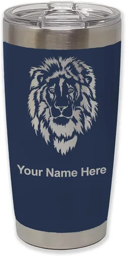 Vista 20 de LaserGram Vaso aislado al vacío de 20 onzas, cabeza de león, grabado personalizado incluido (negro)