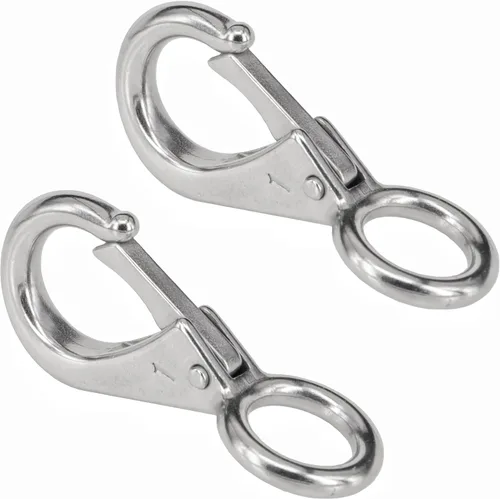 Vista 8 de Stainless Steel 316 Spring Snap Hook – Fixed Eye Clip for Boat, Flag Pole, Keychain, Car Keys Rustproof Snap Shackle with High-Strength Locking