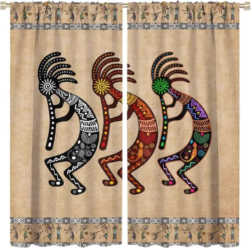 Vista 9 de Kokopelli - Cortinas opacas para cocina, decoración de sala de estar, dormitorio, 21 x 45 pulgadas, 2 paneles