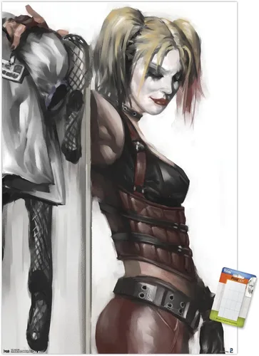 Vista 12 de DC Comics - Póster de pared de Harley Quinn, 22.4 pulgadas de largo x 14.7 pulgadas de ancho, versión enmarcada de madera de granero
