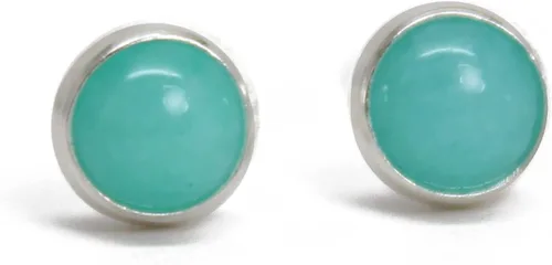 Vista 27 de Aretes de tuerca con piedras preciosas para mujeres y niñas, bisel redondo de 0.157 in de plata esterlina 925