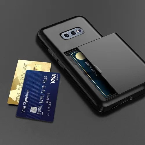 Vista 5 de Asuwish Funda de teléfono para Samsung Galaxy S10e con protector de pantalla de vidrio templado y tarjetero para tarjetas de crédito, funda rígida