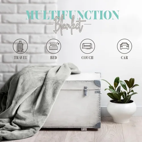 Vista 6 de Elegant Comfort Manta, Manta Reversible de Franela Sherpa, Ultra-Suave, Mullida, Acogedora y Afelpada - Manta Decorativa Ligera para Todas las Gris