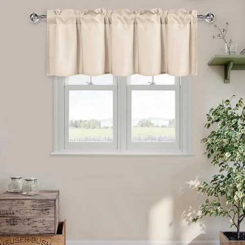 Vista 18 de DWCN Cortinas de Cenefa para Sala de Estar, Cocina, Baño/Sótano - Aqua Sólido, 1 Panel, 42 x 12 Pulgadas, Oscurecimiento de Habitación Solid Short