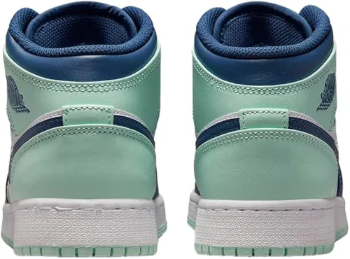 Vista 4 de Nike Air Jordan 1 Mid GS Zapatos para hombre, azul marino místicoespuma menta, blanco, 4.5 niños grandes, negro, blanco, rojo (WhiteGym Red-Black)